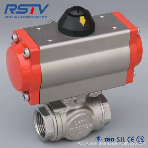 Stainless Steel 3 Way Ball Valve with pneumatic Actuator